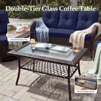 UPHA 5 Pieces Patio Furniture Sets, Wicker Outdoor 3-Seat Sofa Set - Image 7