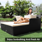 Tangkula Outdoor Rattan Daybed, Wicker Furniture - Image 2