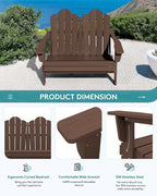SERWALL Folding Adirondack Bench, HDPE All-Weather Adirondack Loveseat Set of 2 - Image 6