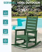 SERWALL Outdoor Rocking Chair Set of 4, Oversized HDPE Patio Rocking Chair - Image 4
