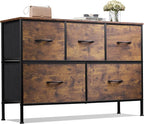 WLIVE Dresser for Bedroom with 5 Drawers, Long Fabric Dresser, Storage Drawer by WLIVE