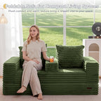 MAXYOYO Loveseat Sofa Bed, Striped Faux Fur Foldable Floor Sofa Couch in A Box - Image 3