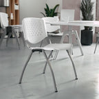 Flash Furniture HERCULES -5 Pack 880 lb. Capacity White Plastic Stack Chair | - Image 2