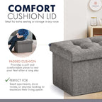 Ornavo Home Small Storage Ottoman Foldable Collapsible Rectangle Linen Ottoman - Image 6
