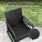 Tangkula 3 Pieces Outdoor Rocking Chairs Set, Rattan Heavy Duty Cushioned - Image 7