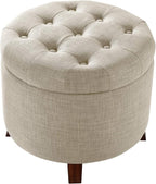 Amazon Basics Round Storage Ottoman Foot Rest, Button Tufted Upholstered - Image 4