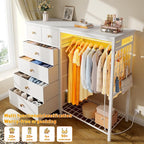 EnHomee 49.2" W Dresser with Hanging Rack & 6 Fabric Drawers - Image 3