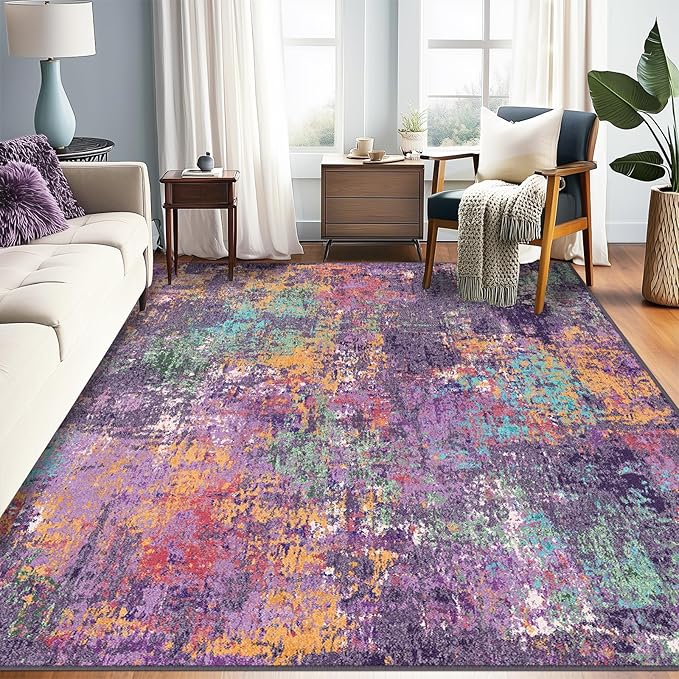 RELEANY Washable Area Rugs 5'x7' Non-Slip Modern Abstract Soft by RELEANY