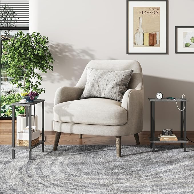 TUTOTAK Small End Table with Charging Station, Narrow Side Table with USB Ports - Image 8