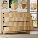 BORNOON Fluted 8 Drawer Tall Dresser, 47.2" Wide Modern Boho Chest of Drawers - Image 5