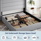Allewie Full Size Lift Up Storage Bed, Modern Wingback Headboard, Hydraulic - Image 5