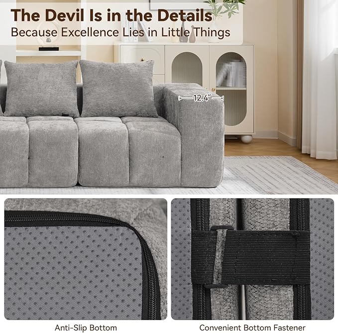 160" Boneless U-Shaped Sofa Couch - Image 3