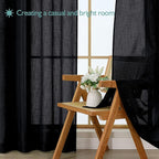Chyhomenyc Black Semi Sheer Curtains 84 Inches Long 2 Panels Set, Light - Image 7