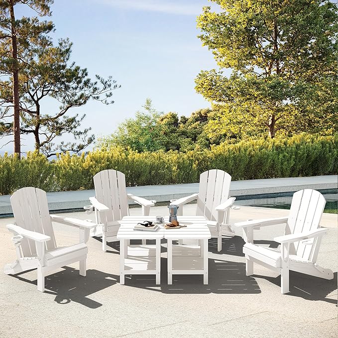 SERWALL Double Adirondack Side Table End Table- White - Image 9