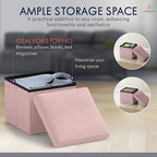 Ornavo Home Small Storage Ottoman Foldable Collapsible Cube Square Linen - Image 4