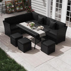 KIGOTY 7 Piece Patio Furniture Set, Outdoor PE Wicker Rattan Outdoor Dining Set by KIGOTY