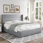 Allewie Full Size Lift Up Storage Bed, Modern Wingback Headboard, Hydraulic - Image 7