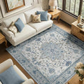 RELEANY Area Rugs Square 6ft Washable Non-Slip, Floral Vintage Distress Print by RELEANY