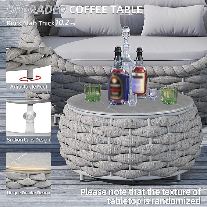 TWT 6-Piece Aluminum Patio Furniture Set, Olefin Rope Modern Outdoor - Image 5