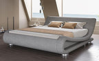 SHA CERLIN Full Size Upholstered Bed Frame, Deluxe Low Profile Sleigh Bed by SHACERLIN