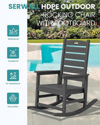 SERWALL Outdoor Rocking Chair Set of 4, Oversized HDPE Patio Rocking Chair - Image 4