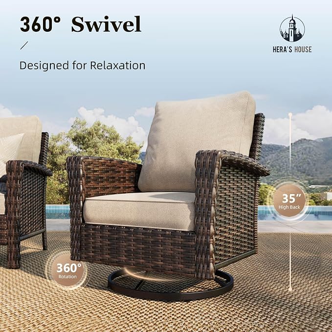 HERA'S HOUSE 7 Seats Patio Furniture Set, Outdoor Wicker Conversation Set - Image 2