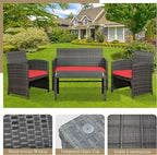JAMFLY 4 Piece Outdoor Patio Furniture Set, Outdoor Wicker Rattan Chairs - Image 4