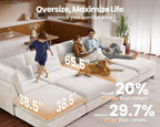 154" Oversized Chenille Couch Modular Sectional Sofa, Washable Cloud Couch - Image 3