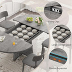 43''–59'' Extendable Dining Table, Round Kitchen Dining Room Dinner Table - Image 7