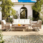 4-Piece Outdoor Wicker Sectional Sofa Set, All Weather Patio Conversation Set by VilroCaz