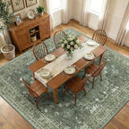 RELEANY Area Rugs Square 10ft Washable Non-Slip, Floral Vintage Distress Print by RELEANY