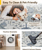 RELEANY Area Rugs Round 5ft Washable Non-Slip, Floral Vintage Distress Print - Image 5