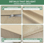 Summsun Outdoor Chair Cushions Set of 4, Faux Linen Patio Furniture Cushions - Image 5