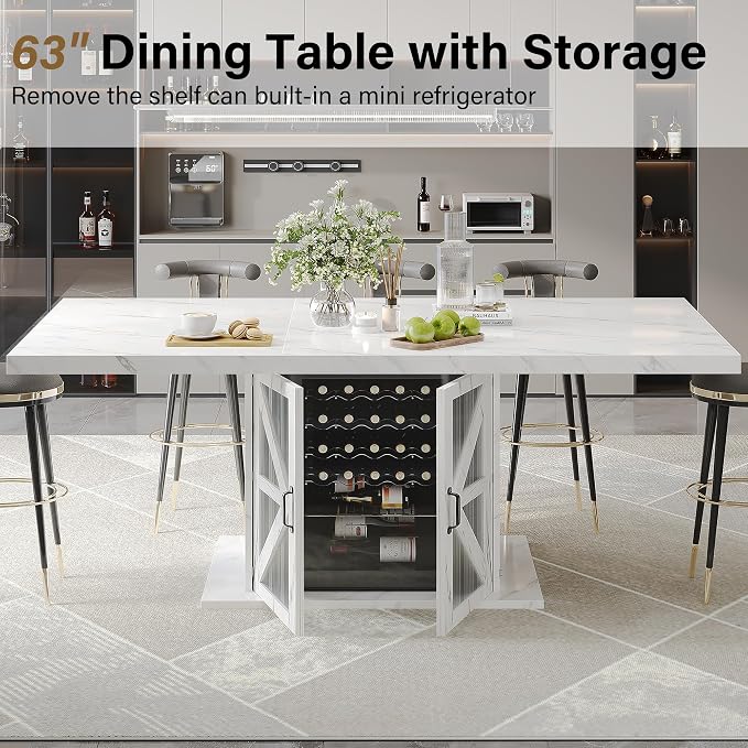 LVB Modern Dining Table for 4 to 6, Wooden Pedestal Dining Room Table - Image 6
