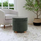 Homepop Home Decor | Upholstered Round Storage Ottoman | Ottoman - Image 2