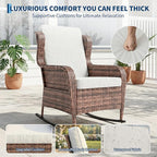 Garvee Outdoor Wicker Rocking Chair, 1 Piece Outdoor Rocking Chair, All Weather - Image 4