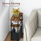 Narrow Side Table with Fabric Basket, End Table - Image 5