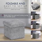Ornavo Home Small Storage Ottoman Foldable Collapsible Cube Square Linen - Image 5