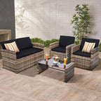 KROFEM 4-Piece Patio Furniture Set, Wicker Outdoor Rattan Sectional Sofa - Image 7
