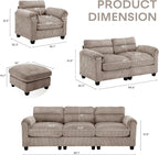 HAOMARKETS Corduroy Sofa Set, Upholstered Ottoman, and 3-Seater Couch - Image 2