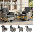 Weaxty Outdoor Swivel Rocker Patio Chairs, 3 Pieces Patio Furniture Set - Image 3