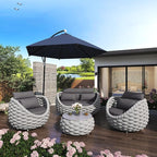 TWT Patio Furniture Set 4 Pieces Aluminum Outdoor Furniture w/27.8in Coffee - Image 7