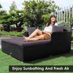 Tangkula Outdoor Rattan Daybed, Sunbed Wicker Furniture w/Spacious Seat - Image 2