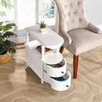Narrow End Side Table with 2 Storage Drawers and Open Shelf, Retro Vintage Slim - Image 4