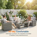 Wisteria Lane Patio Furniture Set, Wicker Outside Outdoor Furniture - Image 3