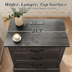 Huuger Nightstand with Charging Station, 3 Drawer Night Stand, 22 Inch Wider - Image 7