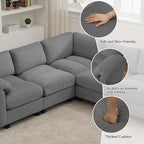 87'' V-Shaped Sectional Sofa Couch, 5-Seater Modular Couches - Image 3