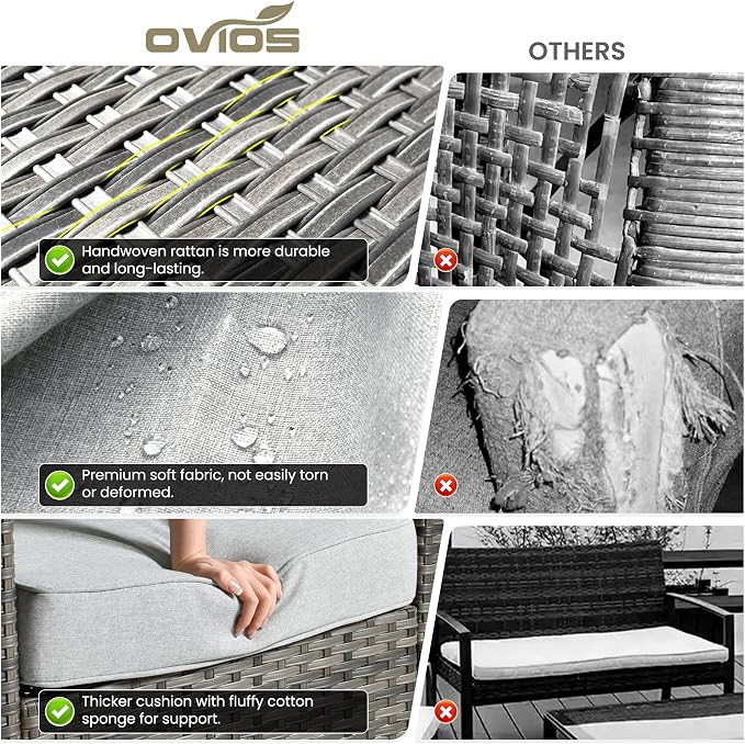 ovios 2-Piece Patio Furniture Set, Outdoor Wicker Sofa - Image 7