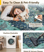 RELEANY Area Rugs Round 4ft Washable Non-Slip, Floral Vintage Distress Print - Image 5