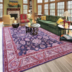 Area Rug for Living Room, 8x10 Area Rugs Washable, Retro Floral Non-Slip Carpet by Rtizon